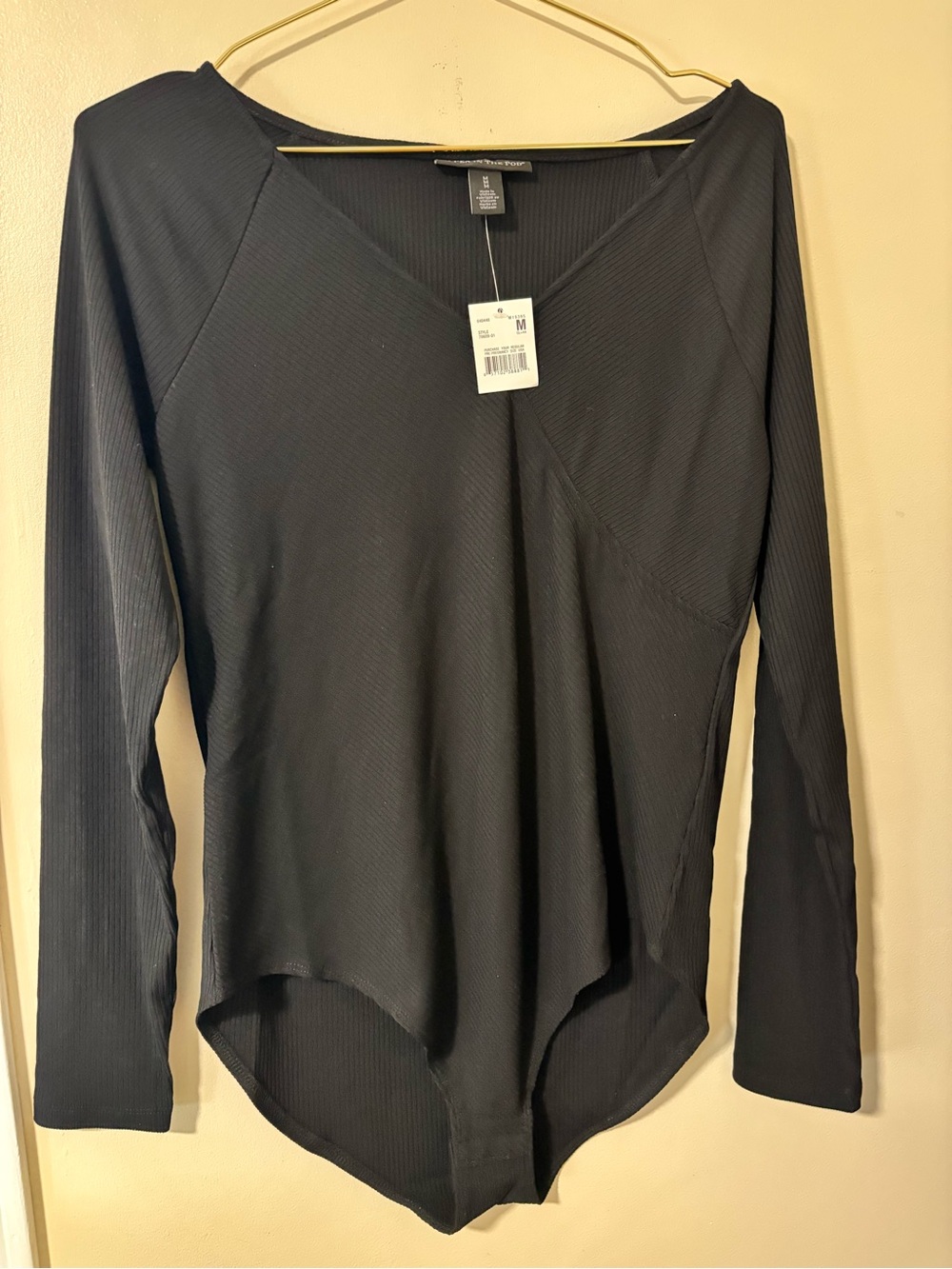 NWT A Pea in the Pod Black Ribbed Maternity Bodysuit M